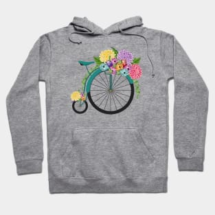 Vintage Floral High Wheel Bicycle - Spring Flowers Hoodie